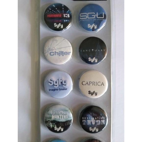 SyFy Set 10 Pinback Buttons Badges Ghost Hunters Chiller Eureka Stargate Caprica - Picture 3 of 7